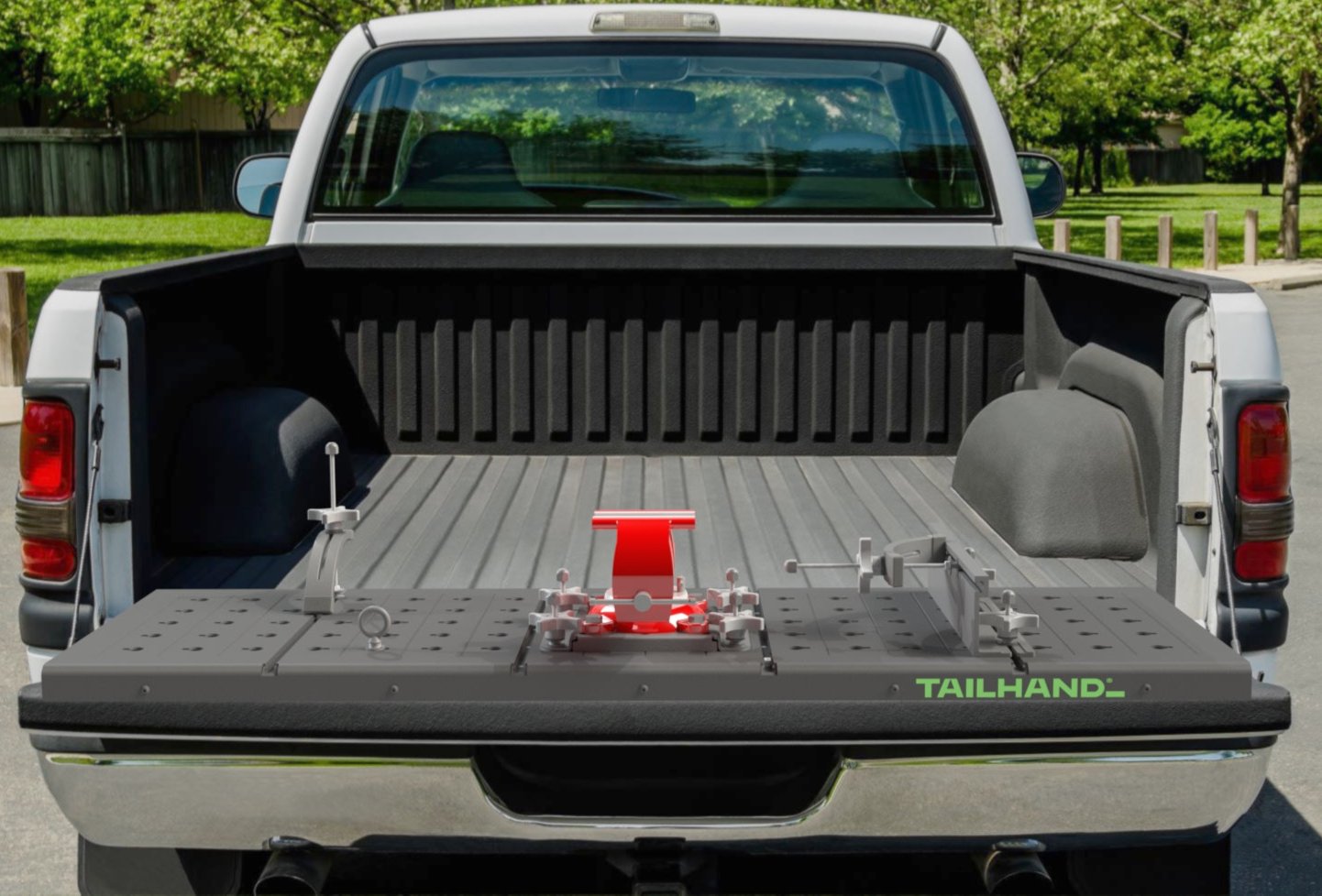 TailHand tailgate mobile fixture bench for welders and metal fabricators